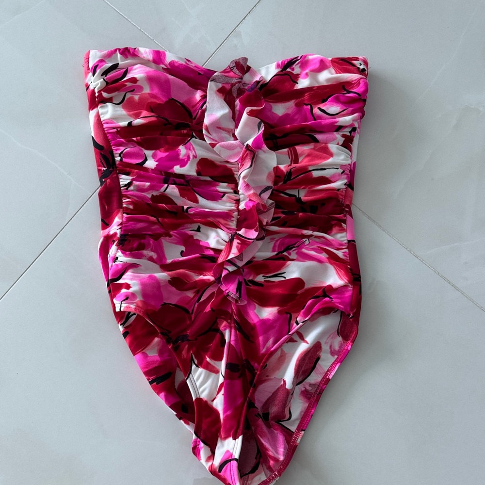 Miraclesuit Hot Pink Floral Ruffle One-Piece Swimsuit